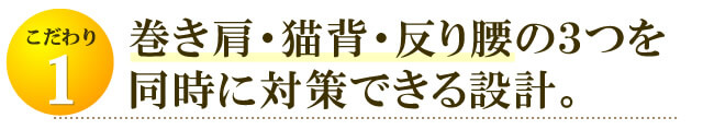 巻き肩・猫背・反り腰の3点を同時にサポートします。